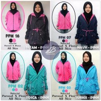 Jaket Parka Bolak Balik Cewe Wanita Bahan Parasut Parasit Fleece BES