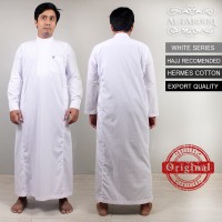 Baju koko Gamis Jubah Pria lengan panjang putih bordir Al Farouq