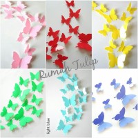 Jual 3D Wall Sticker Butterfly DIY, Hiasan Dinding, Stiker Kupu-kupu isi 12 Murah