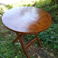 Meja Makan Lipat Kayu Jati 80cm