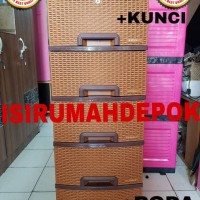 Jual Lemari Plastik Napolly Rotan 5 Susun Modern Minimalis Kunci Roda Murah Murah