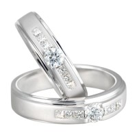 cincin pasangan emas putih 22k + platinum 90%