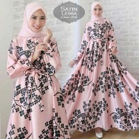 A200218 maxi gamis syari Satin Lessa pink