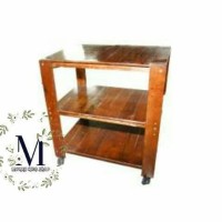 Berkualitas Rak Dorong 3 Susun Serbaguna Kayu Ramin