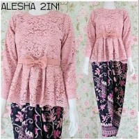 promo Baju Busana Muslim Kebaya Batik Kerja Wanita Set Alesha Dusty S