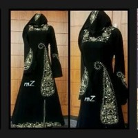 ABAYA JUBAH GAMIS BORDIR IRAK PLUS PASMINA KAIN SAUDI JETBLACK