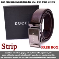 Belt Ikat Pinggang Kulit Branded GCI Box strip brown