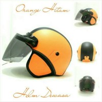Helm Bogo Retro Kulit Orange Hitam Kaca Bogo Flat Ori