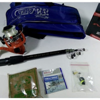 Satu Set Alat Pancing Murah Joran Carbon 150 5 Ball Bearings+Tas Bagus