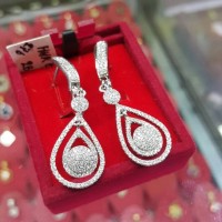 Terhangat Anting Emas Putih Full Berlian Eropa Berkualitas
