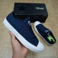 TOP Sneakers Sepatu Converse PREMIUM Made In Vietnam Blue Navy Low