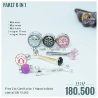 Paket HEMAT 6 in 1 D clip hijab turki pin magnet brooch turkey asli