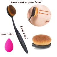 Jual Set Oval MakeUp Brush Foundation Set Brushes Tool + Makeup Sponge Murah