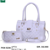 Tas Handbag Kasual + Dompet Wanita putih Garsel FKN 5236 T12