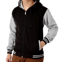 JAKET BASEBALL HITAM ABU RESLETING & TUTUP KEPALA - PRIA WANITA