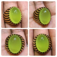 CINCIN PREMIUM TITANIUM BATU AKIK ANGGUR HIJAU CHALCEDONY