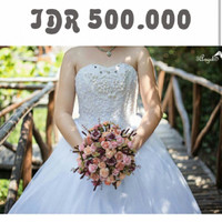 sewa gaun bridal / pengantin murah jakarta / bridal putih mutiara