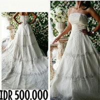 sewa gaun bridal / pengantin jakarta / gaun bridal putih full payet