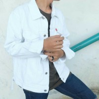 Jaket Jeans Denim Pria Levis Warna Putih White Jacket Jeket Jins Cowok