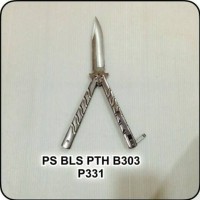 pisau balisong butterfly knife silver stainless steel