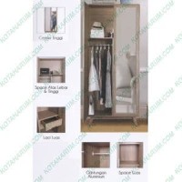 lemari 2 pintu kaca panjang olympic 0881139 scandinavian coklat putih
