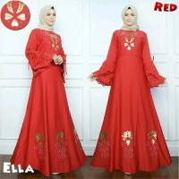 Terlaris!! LI250218 maxi gamis syari HIJAB ELLA merah