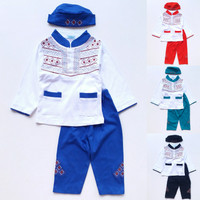 Jual Baju Muslim Koko Anak Laki Cowok Putih Celana Warna Bordir Wajik 1-3th Murah