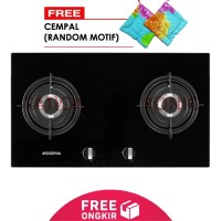 Modena BH-0725 Kompor Gas Tanam 70 cm 2 Tungku - Kaca Hitam - Free S
