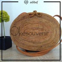 Jual Tas rotan oval asli lombok, rattan bag original Murah