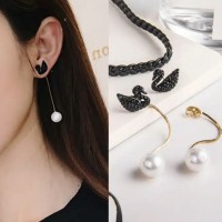 Jual Anting Korea Promo sterling rose gold s925 swan murah - JNI004