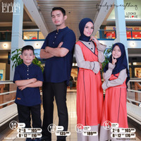 Elif Sarimbit Keluarga 24 Navy Coklat Susu(GAMIS ANAK SAJA SZ 8,10,12)