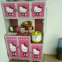 stiker rak piring 3 pintu motif karakter & kupu2