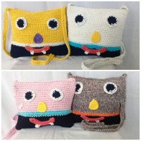 TAS SELEMPANG RAJUT HELLOKITTY DAN KEROPPI UKURAN SEDANG