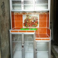 Lemari Rak Piring 3 Tiga Pintu Super Aluminium Keramik Cantik Murah