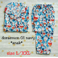 baju tidur setelan piyama anak remaja katun jepang CP DORAEMON 01 NAVY