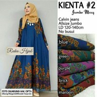 Jual Dress Jumbo Calvin Denim Flowy Gamis Muslim Big Size XXXL Etnik Murah Murah