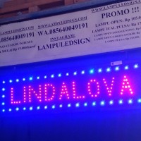 Tulisan OPEN Lampu Led Sign display LINDALOVA nama toko usaha - MURAH