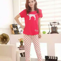 Baju Tidur Wanita Dewasa Doggy Pita Pink Polka doty