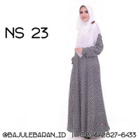 Gamis Nibras Syari NS 23 Putih Wolfis Motif Polkadot Model ALine Busui