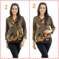 Jual atasan blouse batik hitam lengan panjang kd050118 l tunik murah Murah