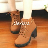 Sepatu Wanita Online Model Terbaru HEEL BOOT COBOY TAN
