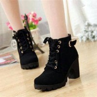 Sepatu Wanita Online Model Terbaru HEEL BOOT COBOY BLACK