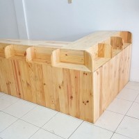 Meja Etalase dan Kasir untuk Jualan Toko Roti Camilan Full Kayu Solid