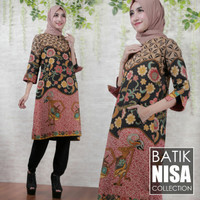 Jual Baju Batik Dress Terusan Wanita Bunga Wayang Katun Cap Malam Etnik Murah