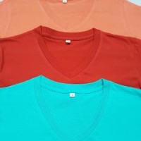 Kaos Oblong Unisex Kaos Polos V Neck Lengan Panjang