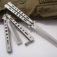 sisir lipat balisong pomade benchmade butterfly black silver