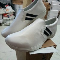sepatu kets cewek model terbaru SLIP ON ADS PUTIH STRIPE 2 UNISEX