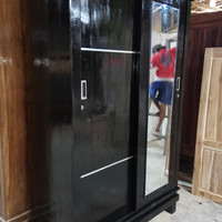 lemari pakaian jati 2 pintu sliding/geser