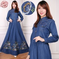 Jual Maxi Dress Jeans Havida Gamis Bordir Murah