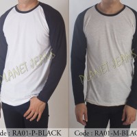 Baju kaos polos raglan lengan panjang cowok / kaus oblo Murah